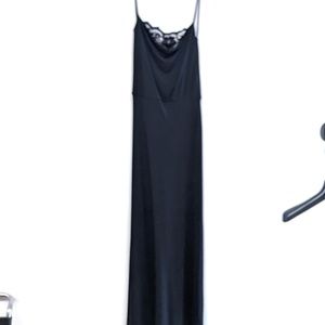 NEW BISOU BISOU MAXI DRESS Black Rayon Cowl Neck Lace XS